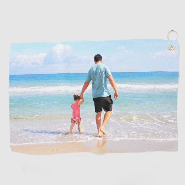 Custom Your Dad Photo Golf Towel Gift Personalized (Horizontal)