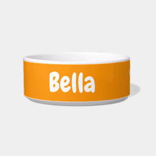 Custom Your Dog Name Personalized Pet Orange Bowl