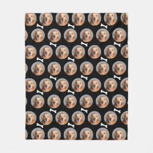 Custom Your Dog Photo Modern Dog Bones Pattern Fleece Blanket
