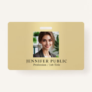 Custom Your Employee Photo Gold Colour Template Badge