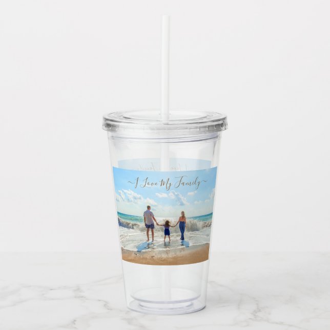 Custom Your Family Photo Acrylic Tumbler with Text (Front)