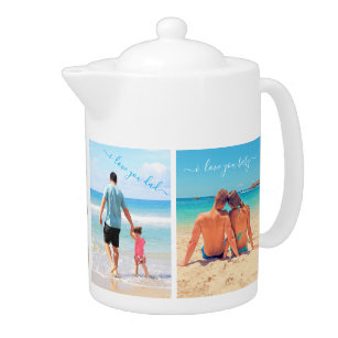 Custom Your Family Photo Collage Teapot with Text