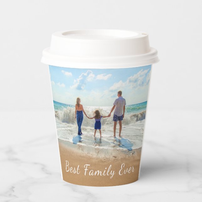 Custom Your Family Photo Paper Cups with Text (Front)