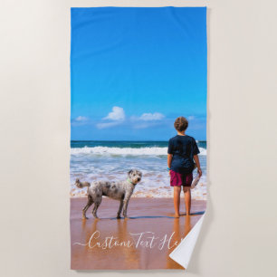 Custom Your Favourite Photo Beach Towel with Text