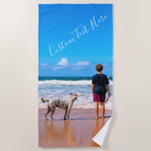 Custom Your Favourite Photo Beach Towel with Text