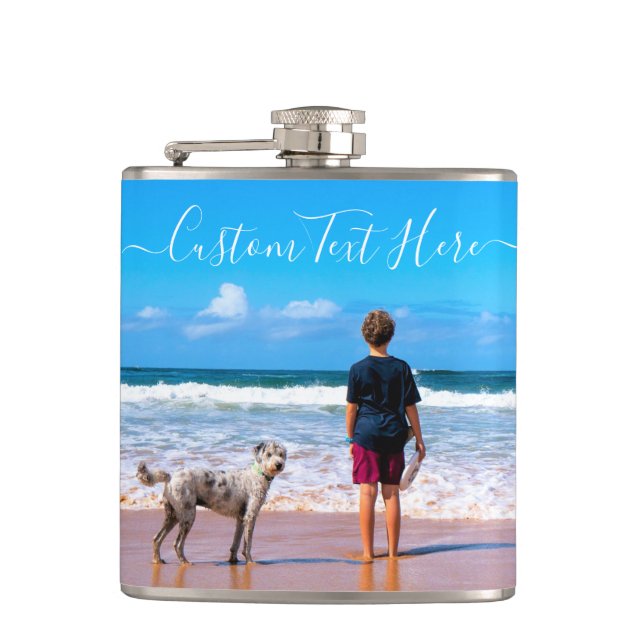 Custom Your Favourite Photo Flask Gift with Text (Front)