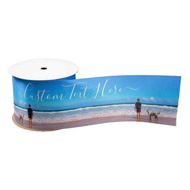Custom Your Favourite Photo Ribbon with Text  Satin Ribbon (Spool)