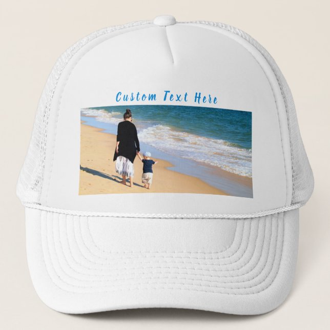 Custom Your Favourite Photo Trucker Hat with Text (Front)