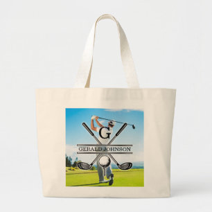 Custom Your Image Golf Monogram Design Large Tote Bag