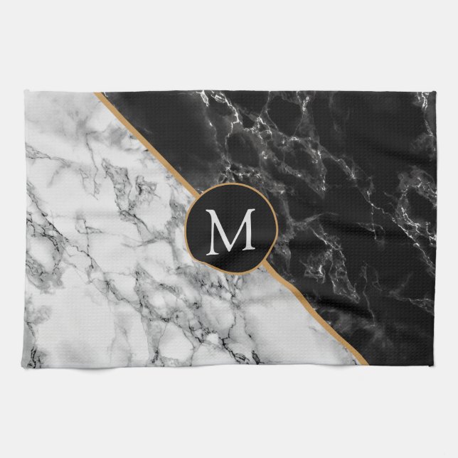 Custom Your Letter Kitchen Towel Marble Design (Horizontal)