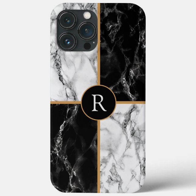 Custom Your Letter Marble Design iPhone Case (Back)