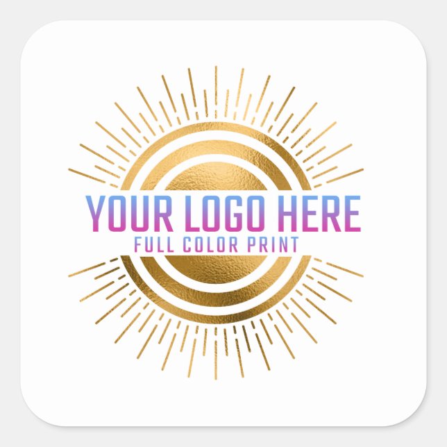 Custom Your Logo Here Colour Square Sticker (Front)
