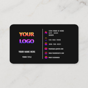 Custom Your Logo Modern Design Colour Elegant Blac Business Card