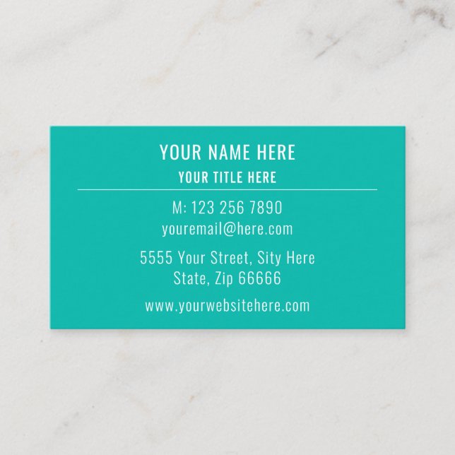 Custom Your Logo Name Business Card Aqua Colours (Front)
