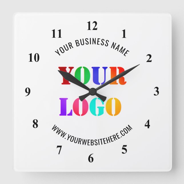 Custom Your Logo Promotional Business Personalized Square Wall Clock (Front)