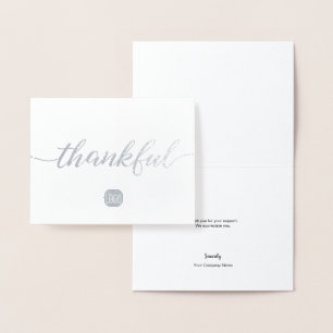 Custom Your logo Thankful Script  Thank you Foil Card