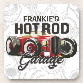 Custom YOUR NAME Hot Rod Garage Personalized Car Coaster