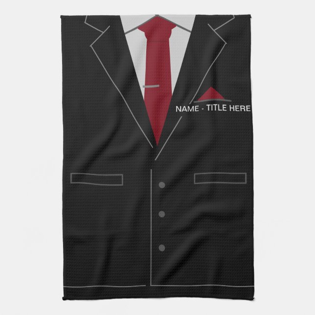 Custom Your Name Kitchen Towel with Business Suit (Vertical)
