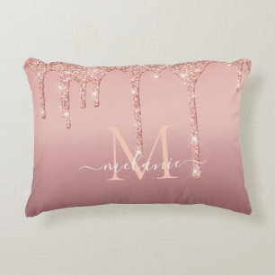 Custom Your Name Letter Rose Gold Accent Pillow