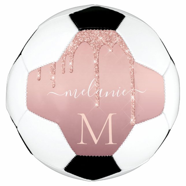 Custom Your Name Letter Rose Gold Soccer Ball (Front)
