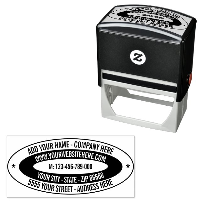 Custom Your Name Text Info Address Oval Stamp (In Situ)