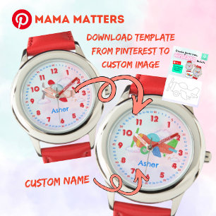 Custom Your Own Airplane Time Teaching Kids Watch