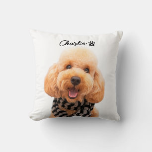 Custom Your Own Pet Portrait With Photo and name Throw Pillow
