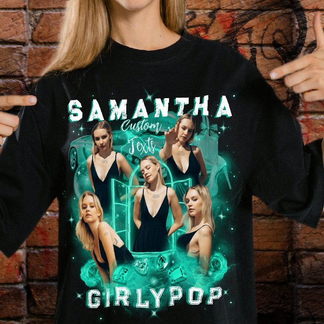 Custom Your Own Retro Teal Bootleg 90s Rap Tee Y2K (Creator Uploaded)