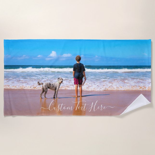 Custom Your Photo and Text Beaxh Towel Gift (Front)