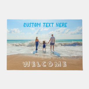 Custom Your Photo and Text Doormat Welcome