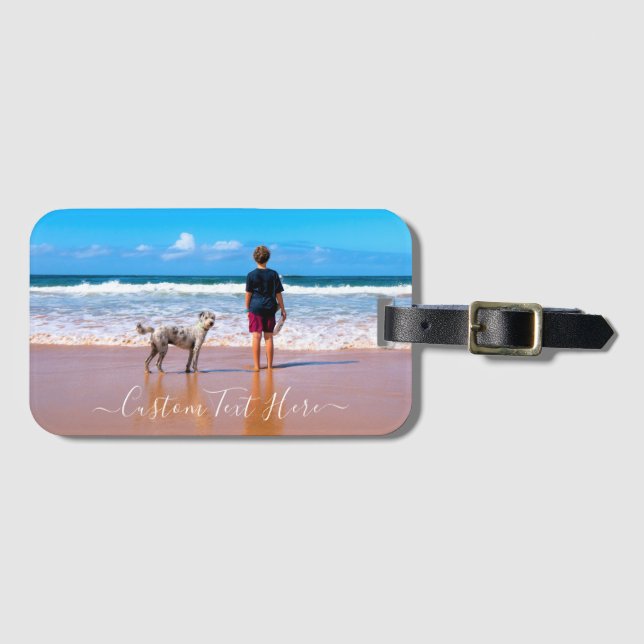 Custom Your Photo and Text Luggage Tag (Front Horizontal)
