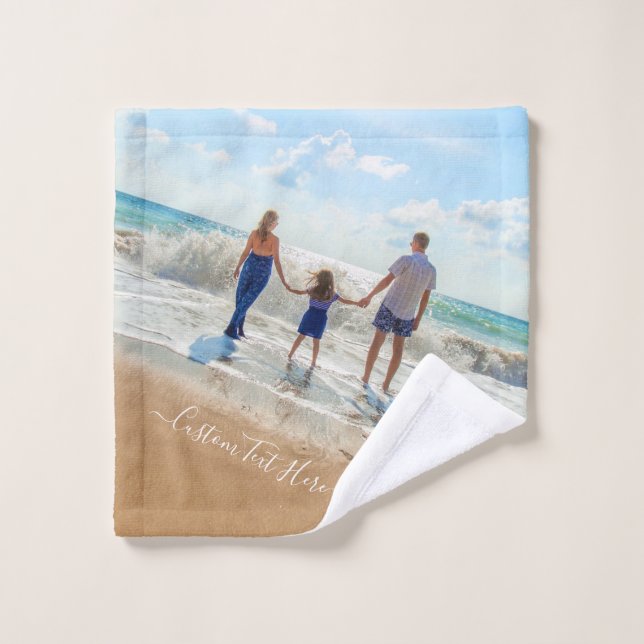 Custom Your Photo Bath Towels with Text Name (Wash Cloth)