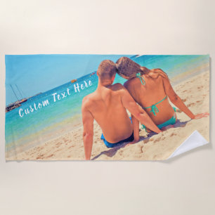 Custom Your Photo Beach Towel with Text