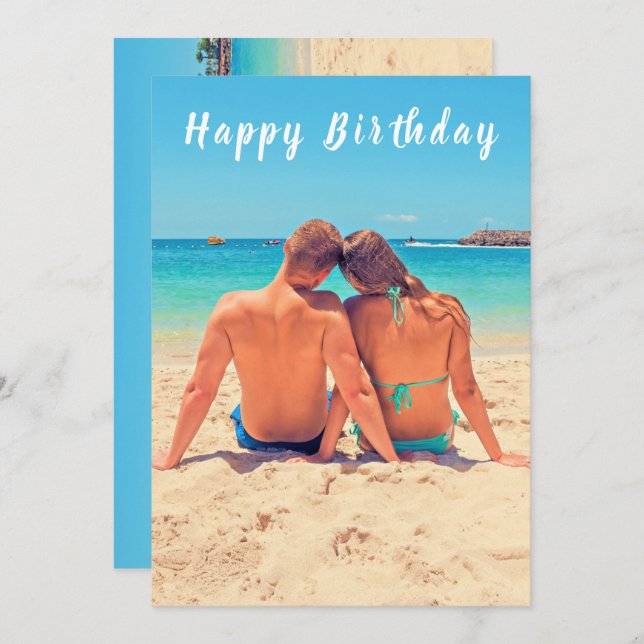 Custom Your Photo Birthday Card with Text (Front/Back)