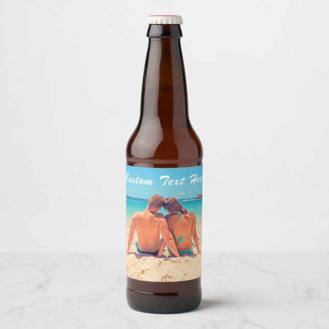 Custom Your Photo Bottle Labels Example with Text (Front)