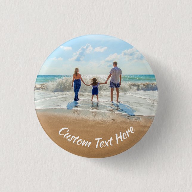 Custom Your Photo Button with Text Personalized (Front)