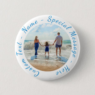 Custom Your Photo Button with Text Personalized