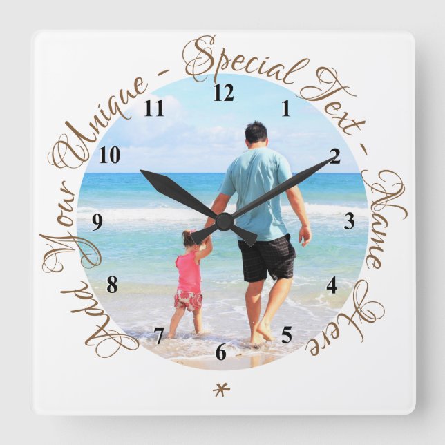Custom Your Photo Clock with Text Personalized (Front)
