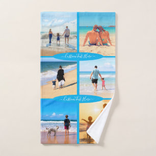 Custom Your Photo Collage Bath Towels with Text 