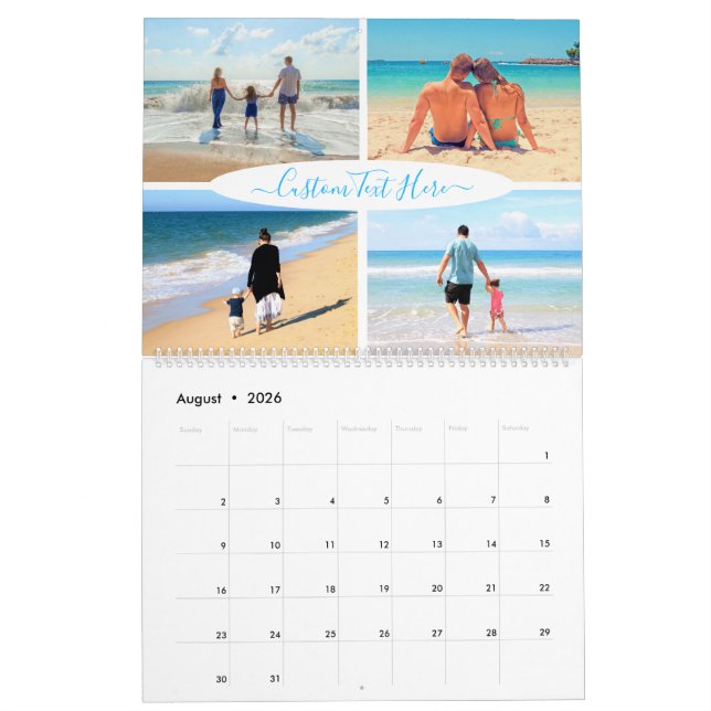 Custom Your Photo Collage Calendar Gift with Text (Aug 2026)