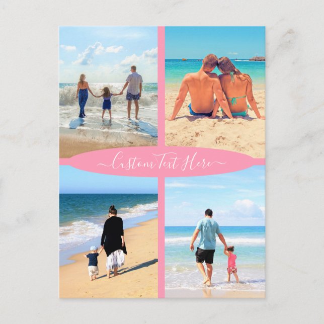 Custom Your Photo Collage Postcard with Text (Front)