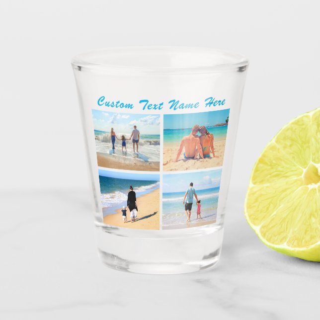 Custom Your Photo Collage Shot Glass Gift and Text (Front)
