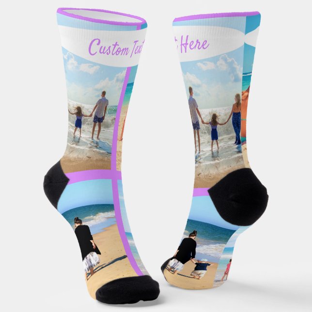 Custom Your Photo Collage Socks Gift with Text (Angled)