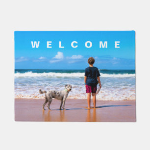 Custom Your Photo Doormat Welcome Text