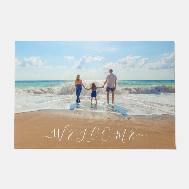 Custom Your Photo Doormat with Text Welcome (Front)