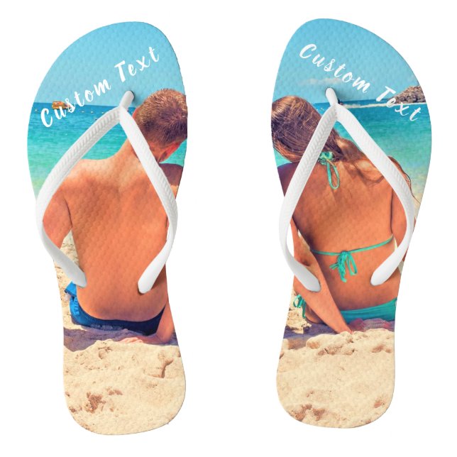 Custom Your Photo Flip Flops with Text Name (Footbed)