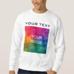 Custom Your Photo Front Print Mens Long Sleeve Sweatshirt<br><div class="desc">Custom Your Photo Or Logo Front Print Template Elegant Modern Mens White Long Sleeve T-Shirt.</div>