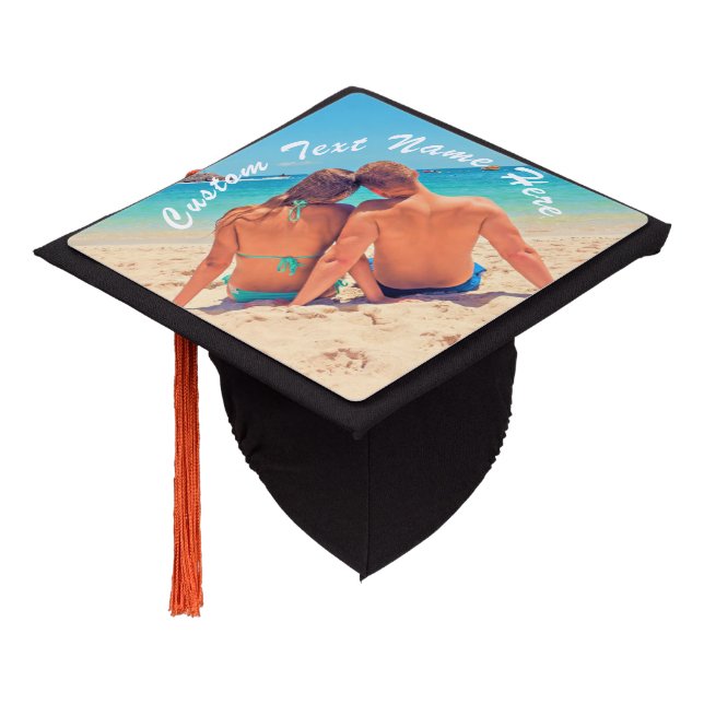 Custom Your Photo Graduation Cap Topper with Text (Angled)