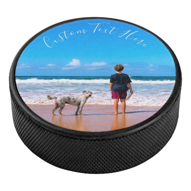 Custom Your Photo Hockey Puck with Text (3/4)
