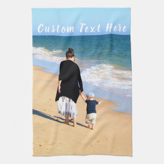 Custom Your Photo Kitchen Towel with Text (Vertical)